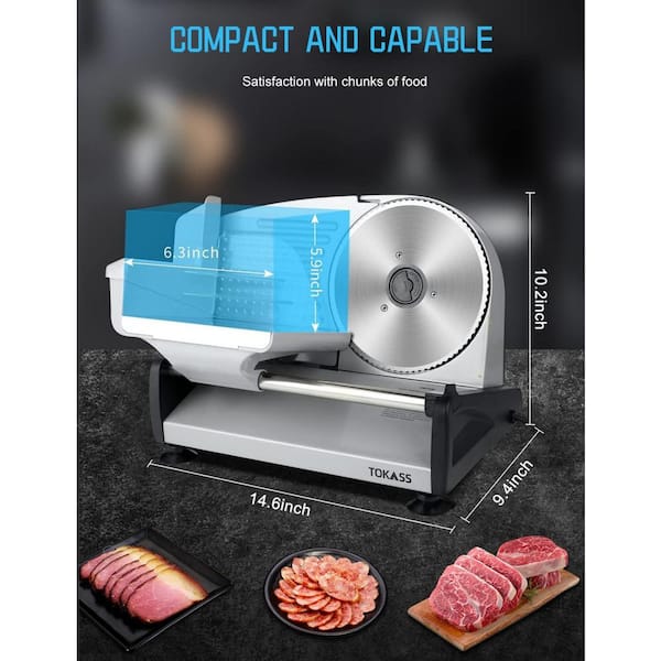 Numhew 150 W Silver Stainless Steel Meat Slicer, Electric