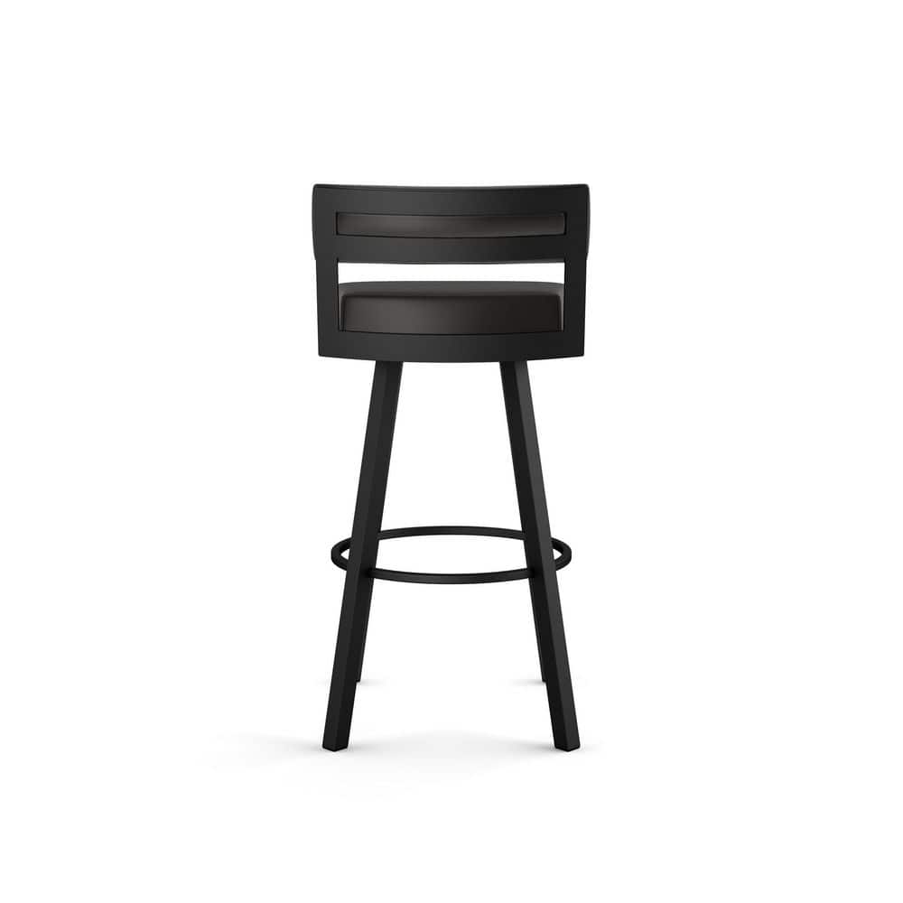 Travis Black Metal Faux Leather Swivel Bar Stool