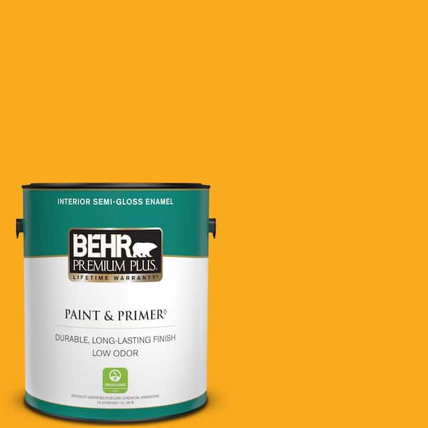 BEHR PREMIUM PLUS 1 gal. #P270-7 Sunny Side Up Semi-Gloss Enamel Low Odor Interior Paint & Primer