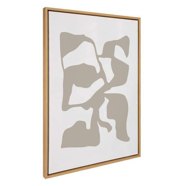 Kate and Laurel Sylvie Distorted Shapes of Tan and White by the Creative Bunch Studio Framed Art Print 28 in. x 38 in.