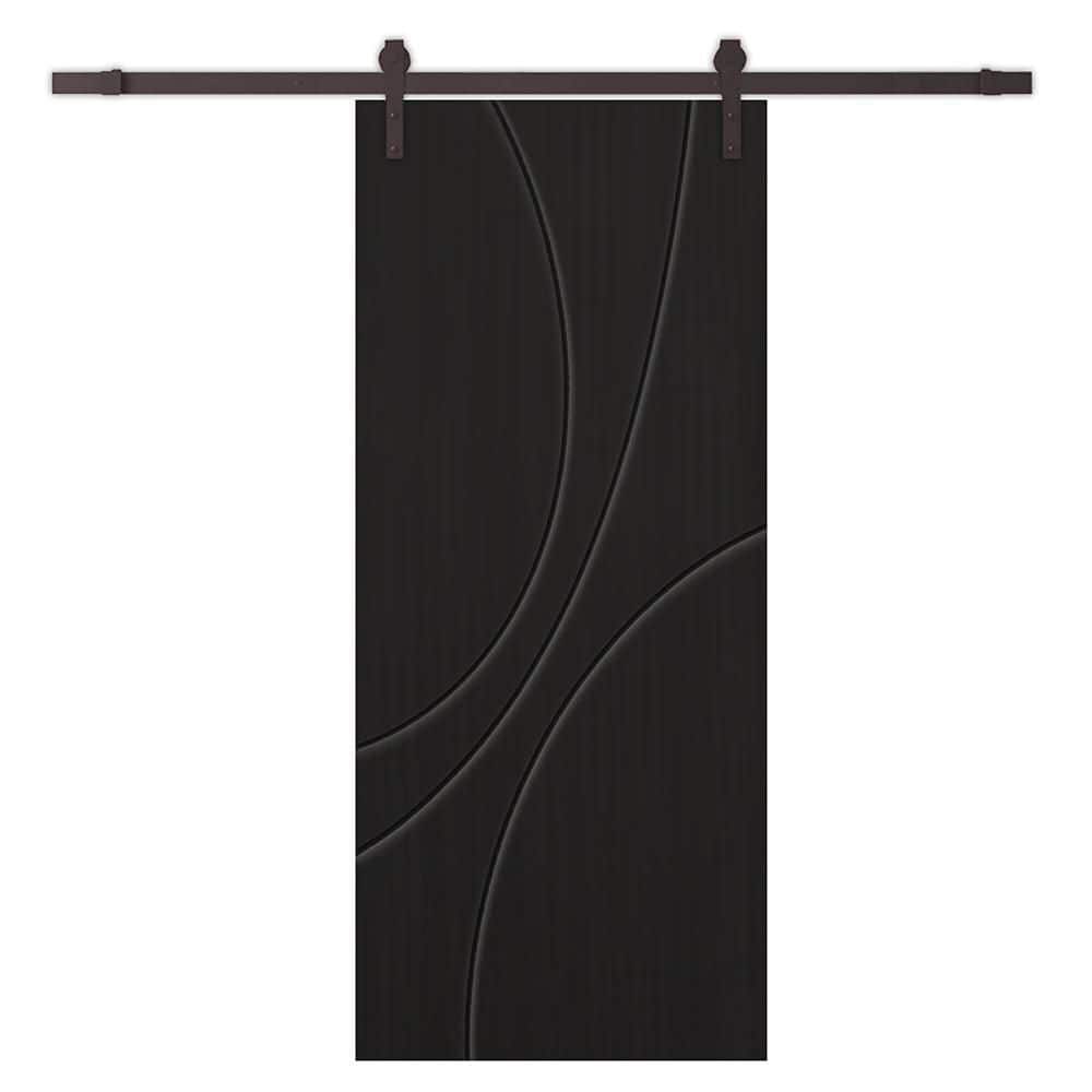 24 in. x 84 in. Black Painted Composite MDF Paneled Interior Sliding Barn Door with Hardware Kit price history on PriceWatchPro