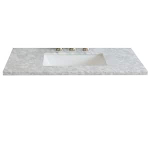 Ragusa II 37 in. W x 22 in. D Marble Single Basin Vanity Top in White with White Rectangle Basin