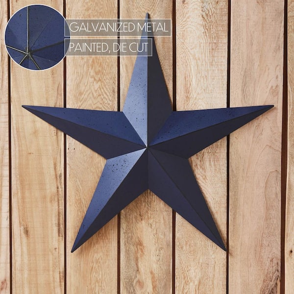VHC BRANDS Mayflower Market Patriotic Navy 24 in. Faceted Metal