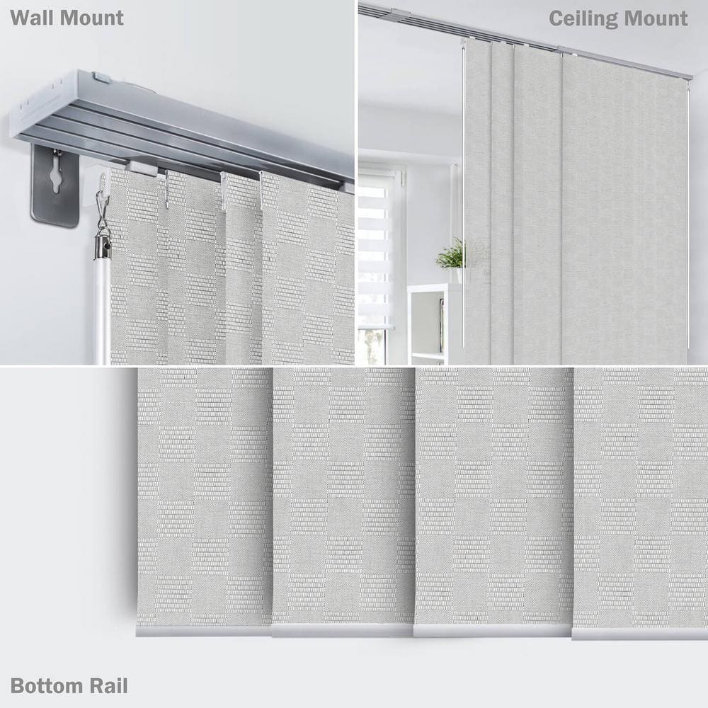 Bishop Adjustable Gray Fabric Sliding Panel Track Blinds