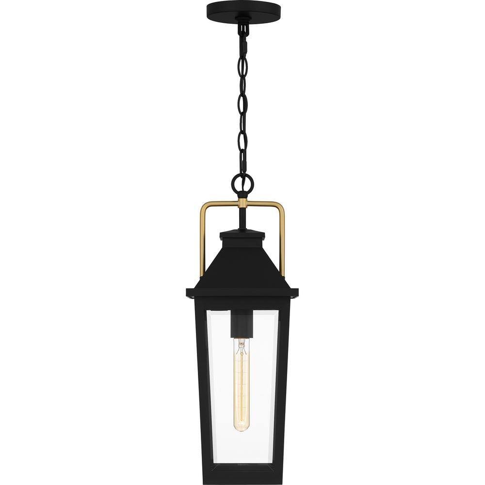 Buckley Matte Black Outdoor Hanging Lantern with Clear Glass