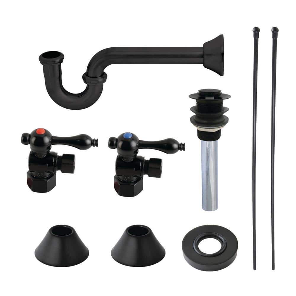 Modern 1-1/4 in. Brass Plumbing Sink Trim Kit with P- Trap and Drain in Matte Black price history on PriceWatchPro