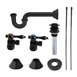 Modern 1-1/4 in. Brass Plumbing Sink Trim Kit with P- Trap and Drain in Matte Black