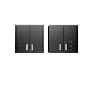 Fortress 30 in. W x 30.3 in. H x 12.5 in. D 2-Shelf Wall Mount Metal Garage Cabinet in Charcoal Grey (Set of 2)