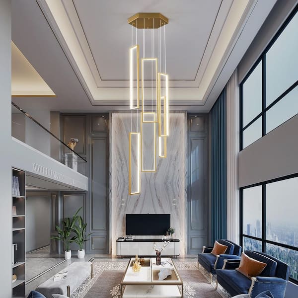 ZHLWIN Home Light 6-Lights ‎108-Watts Fixture Gold LED Pendant