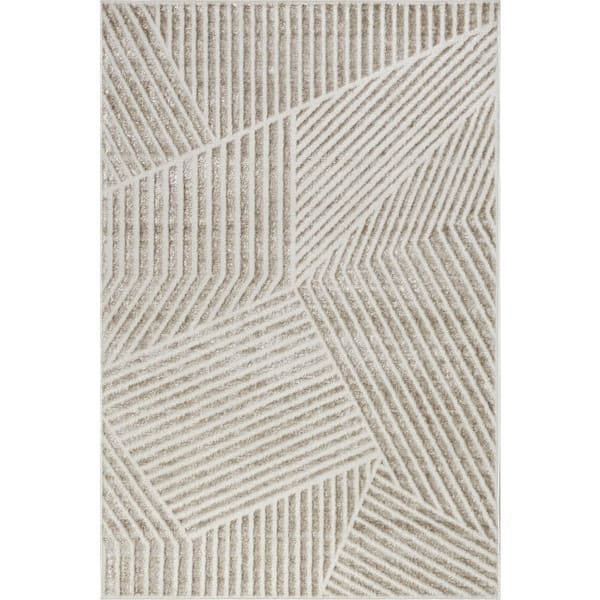 Xoey Modern Geometric Area Beige 9 ft. x 12 ft. Indoor Area Rug