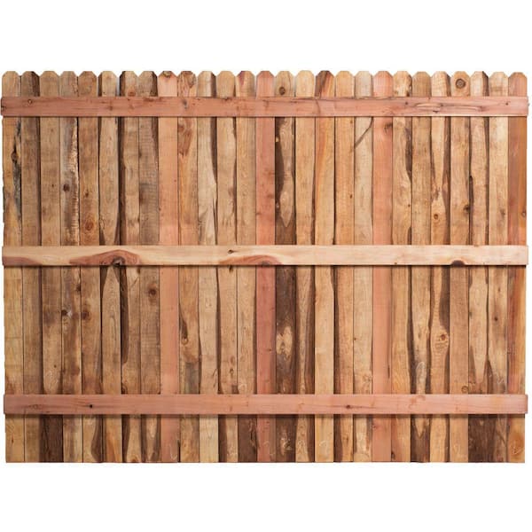 Mendocino Forest Products 6 ft. H x 8 ft. W Construction Common Redwood  Dog-Ear Fence Panel 07635 - The Home Depot