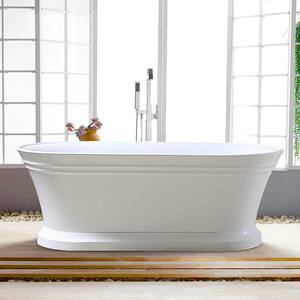 Versailles 59 in. Acrylic Flatbottom Freestanding Bathtub in White/Polished Chrome