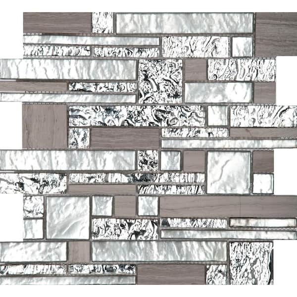 EMSER TILE Vista Panorama Glossy 11.81 in. x 11.81 in. x 8mm Glass Mesh-Mounted Mosaic Tile (0.97 sq. ft.)