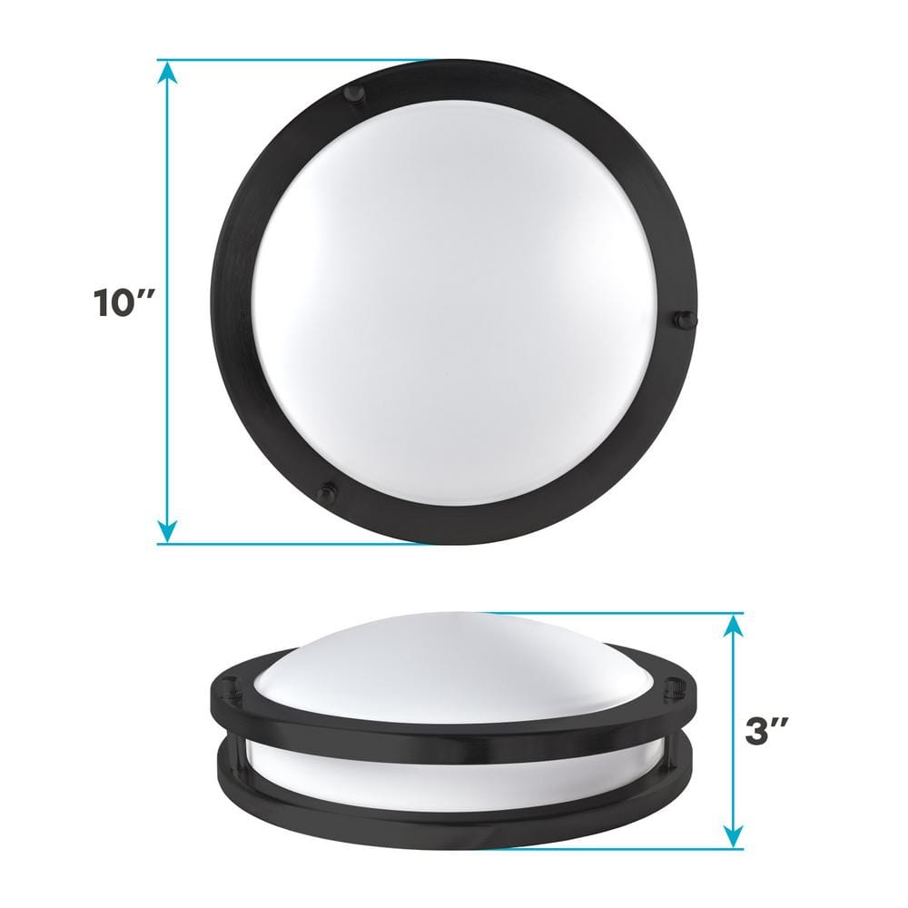 Matte Black 10" LED Flush Mount Ceiling Light, 5-Color Adjustable