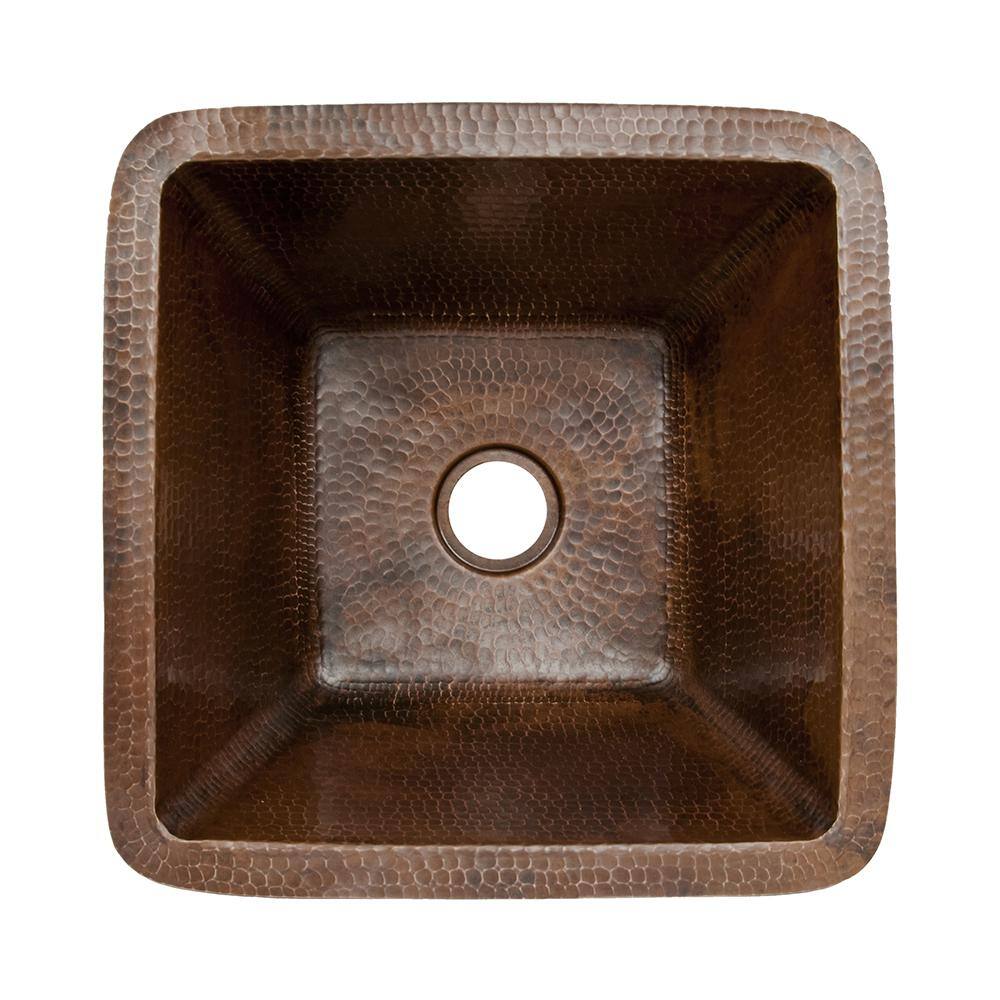 15" Square Hammered Copper Bar Sink in Oil Rubbed Bronze Finish