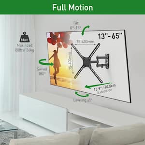 Barkan 13 in. to 65 in. Full Motion 4-Movement Continuous Tilt Cable Management TV Wall Mount in Black
