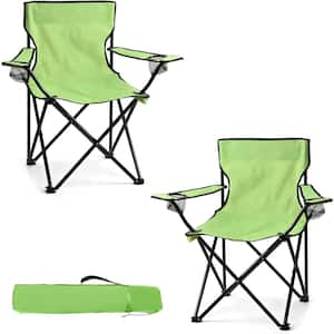 Fruit Green Alloy Steel Frame Lightweight Portable Folding Camping Chair with Carry Bag, (2-Pack)