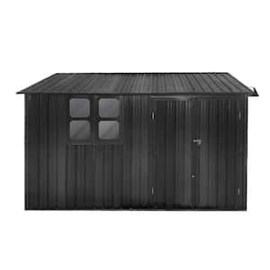 10 ft. W x 8 ft. D Black Metal Patio Storage Sheds with Windows, Punched Vents, Lockable Doors (80 sq. ft.)
