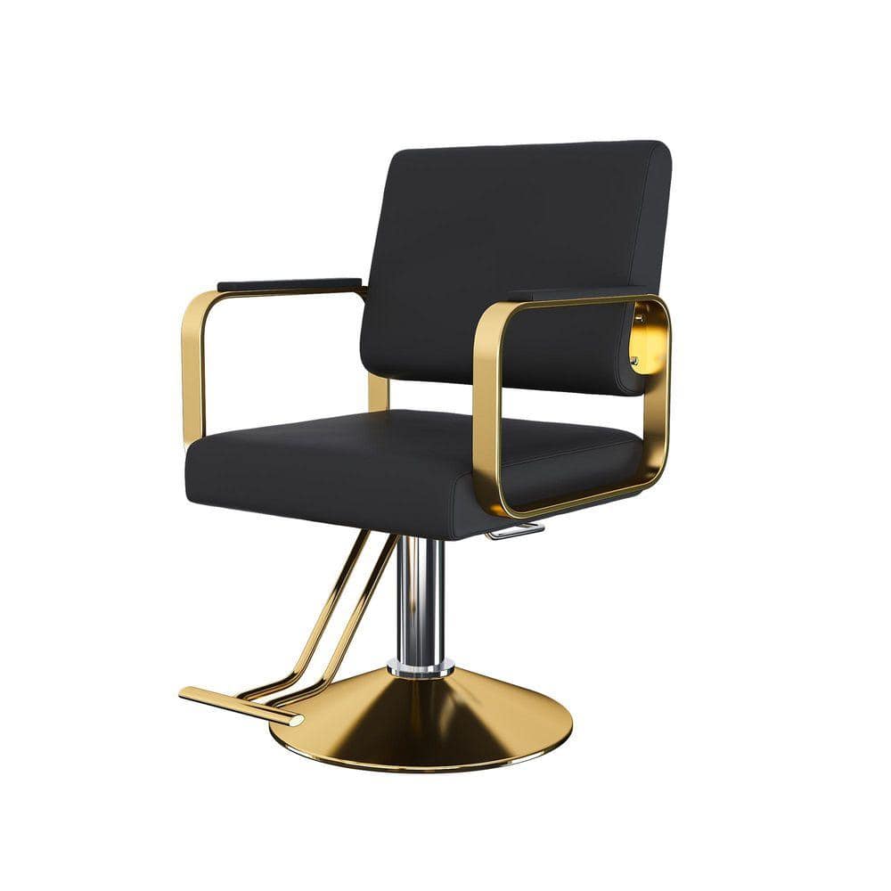 PU Leather Adjustable Height Hydraulic Salon Chair in Black-360