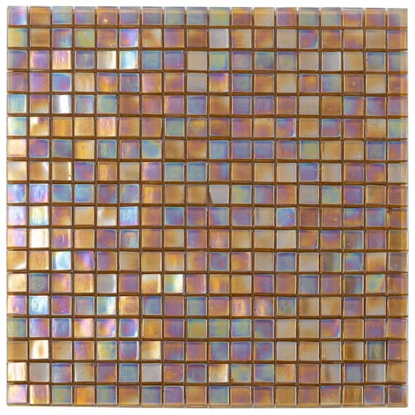 Apollo Tile Skosh 11.6 in. x 11.6 in. Glossy Gold Beige Glass Mosaic Wall and Floor Tile (18.69 sq. ft./case) (20-pack)