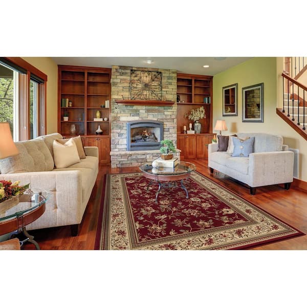 Ankara Floral Garden Red 9 ft. x 13 ft. Area Rug