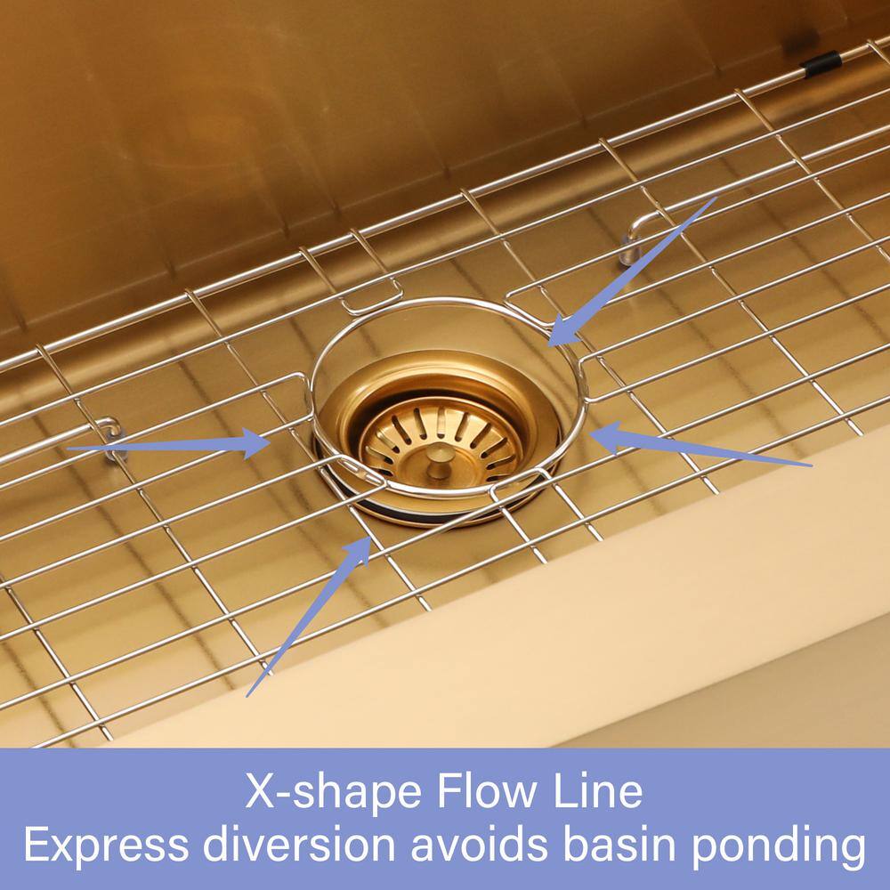 30 in. Gold Stainless Steel Farmhouse Single Bowl Kitchen Sink