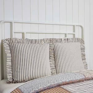 Kaila Navy Creme Striped Cotton Euro Sham