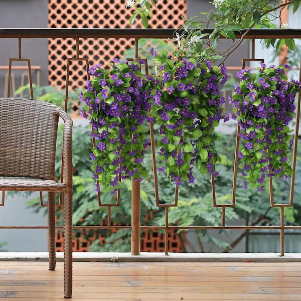 Afoxsos 13.39 in. H Artificial Hanging Violet Ivy Flowers for