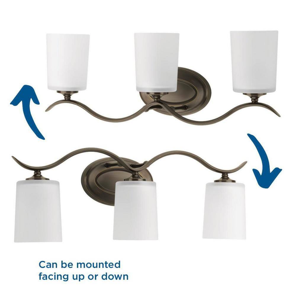 Antique Bronze 3-Light Wall Sconce with Etched Glass Shades