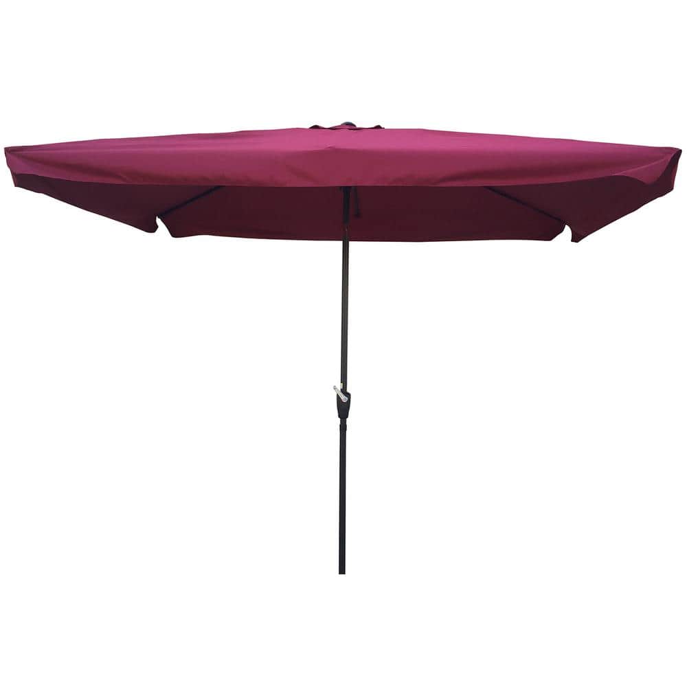 10 ft. Powder Coated Steel Rectangular Market Outdoor Patio Umbrella with C