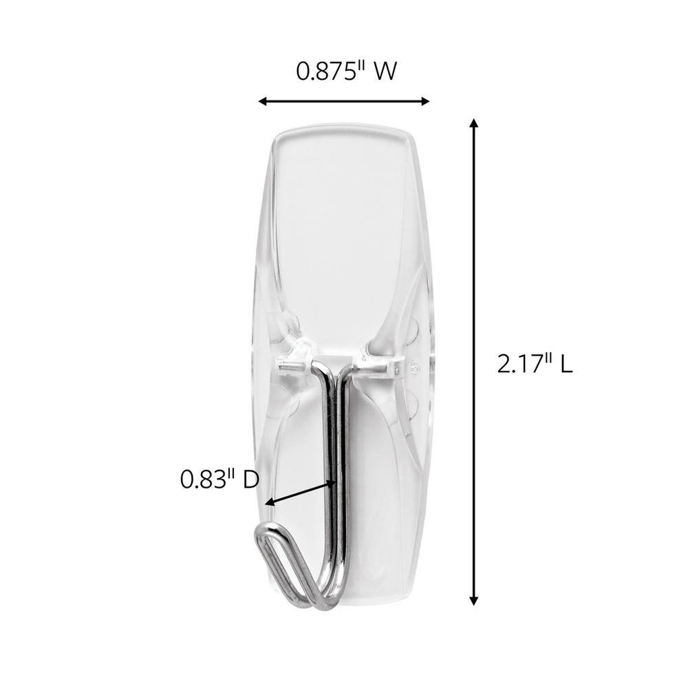 Clear Plastic Self-Adhesive Hooks with Strips, 6-Pack