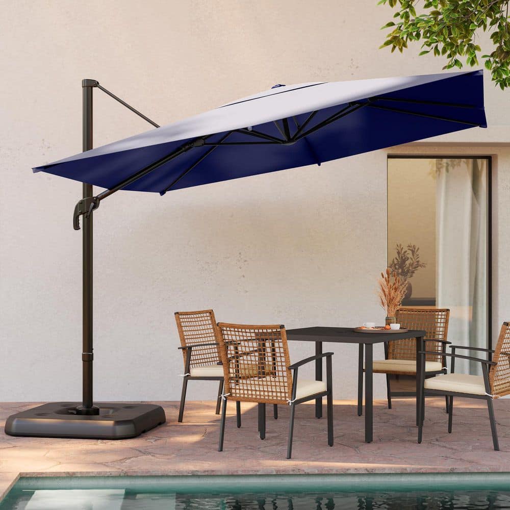9 ft. Aluminum Outdoor Patio Umbrella Cantilever Umbrella with 360° Rotation in Blue price history on PriceWatchPro
