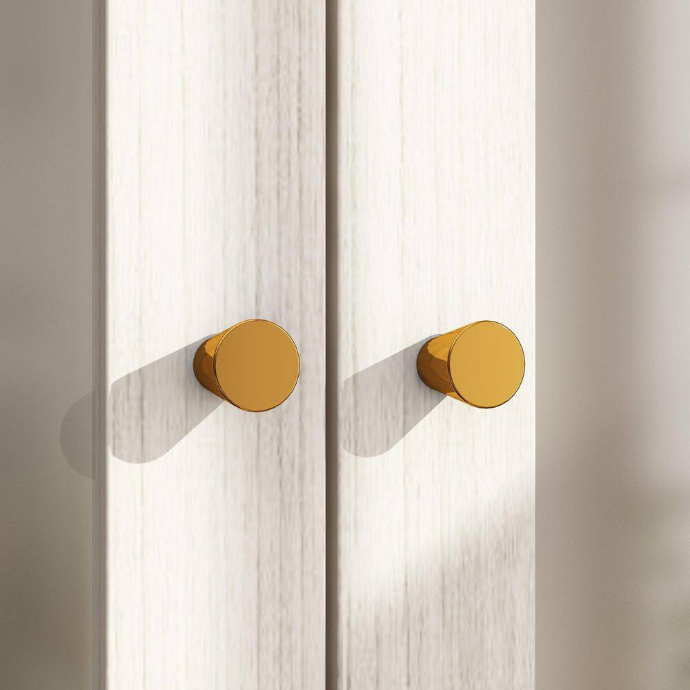 Light Oak Wood 31.5 in. Bedroom Armoire with Frosted Tempered Glass Doors, Hanging Rod and 2-Drawers - thumbnail 7