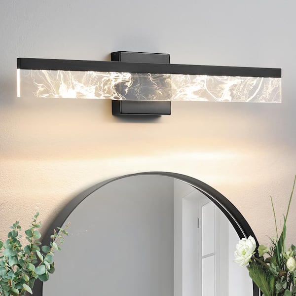 24 in. 1-Light Bathroom Modern Light Fixture Black LED Vanity Light Bar 18-Watt Wall Sconce with 3000K Warm Light