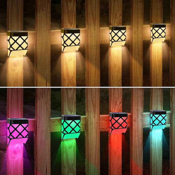 Nominal Post 4 x 4 Black Integrated LED Solar Deck Post Light with 3000K Warm Glow and RGB Color Changing, IP44 6-Pack