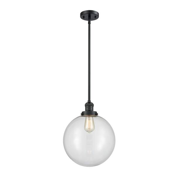 Innovations Beacon 1-Light Matte Black Clear Shaded Pendant Light with Clear Glass Shade