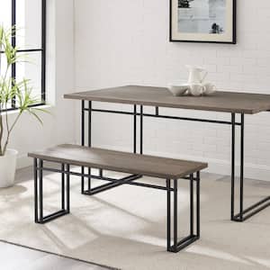 44 in. Grey Hickory Wood Veneer and Metal Leg Modern Dining Bench (18.25 in. H x 44 in. W x 15 in. D)