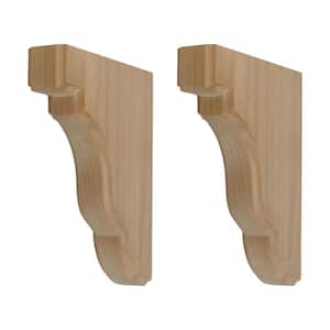 1-3/4 in. x 9-1/2 in. x 7-1/2 in. Unfinish North American Alder Wood Traditional Plain Corbel (2-Pack)