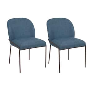 Blakeley Blue Upholstered High Back Dining Chair, Set of 2