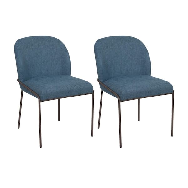 CorLiving Blakeley Blue Upholstered High Back Dining Chair, Set of 2