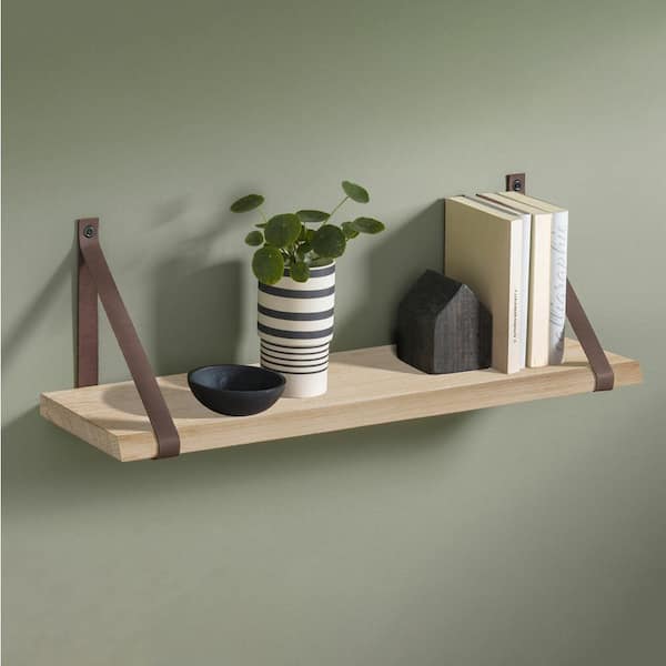 Lite Nature 23.6 in. W x 7.9 in. D x 0.98 in. Solid Ash Decorative Wall Shelf Without Brackets