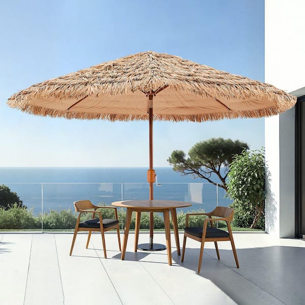 hawaiian style beach patio umbrella Tangkula 8Ft Tiki Umbrella, Outdoor PE Grass Umbr – tangkula The canopy can tilt to the left or right Tangkula 10 ft Thatched Patio