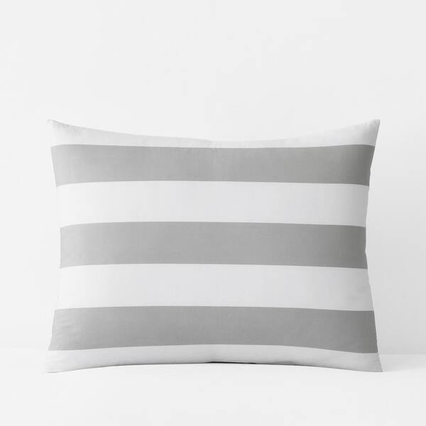 The Company Store Company Essentials Awning Stripe Gray/White Cotton King Sham