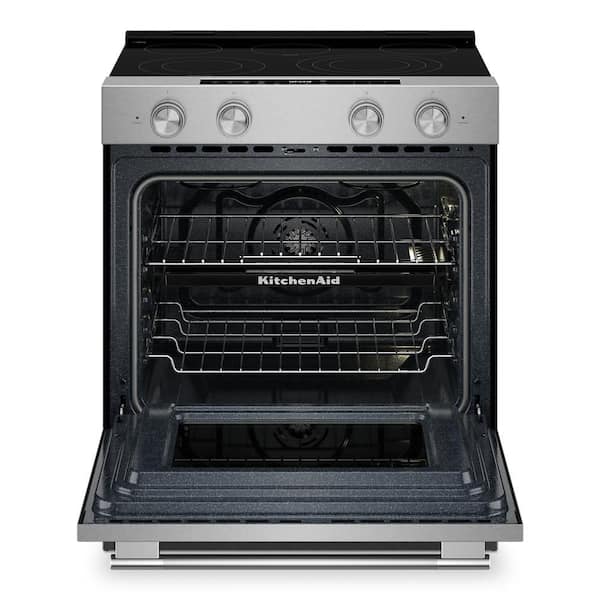 30 in. 5 Element Slide-In Electric Range in Fingerprint Resistant Stainless Steel wih EvenHeat Hyper Element