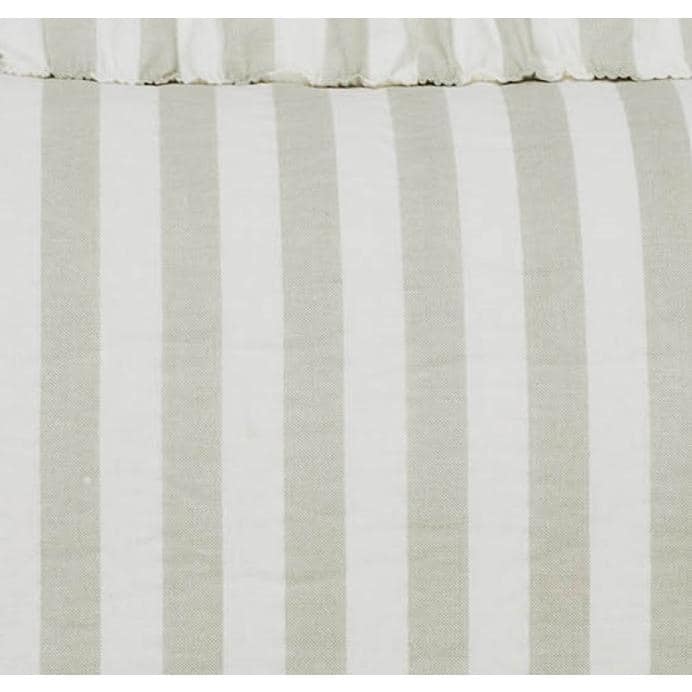 Tan and White Striped Cotton Euro Sham with Ruffles