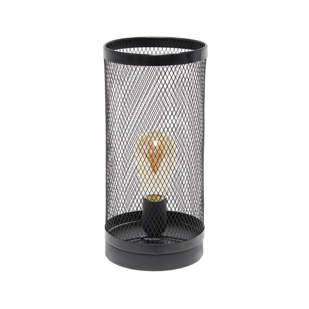 Simple Designs Mesh Cylindrical Steel Table Lamp Black