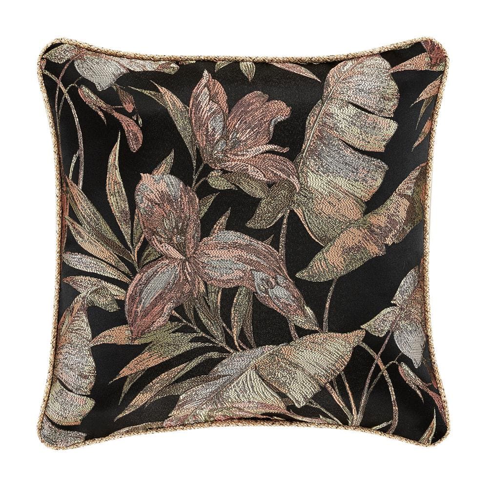Martina Black 20 in. Square Decorative Throw Pillow