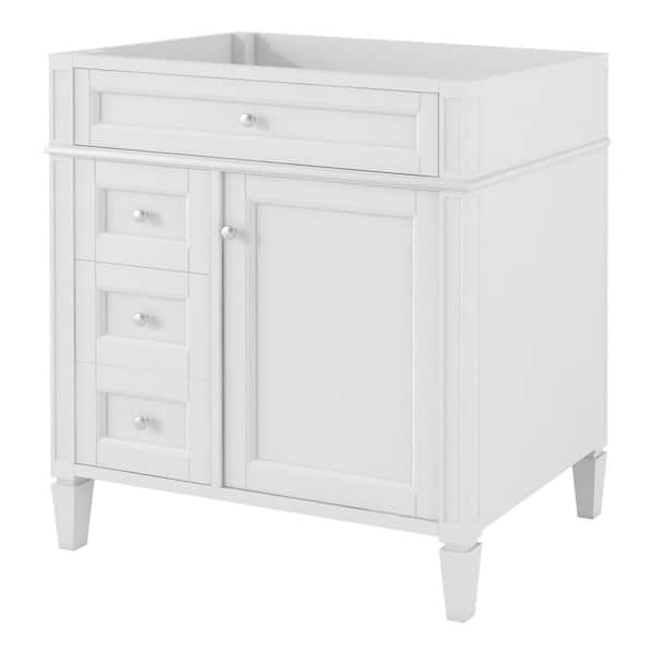 Quintina 29.30 in. W Modern Freestanding Bath Vanity Cabinet without Top in White with Door, Tip-Out Drawer, 2-Drawers