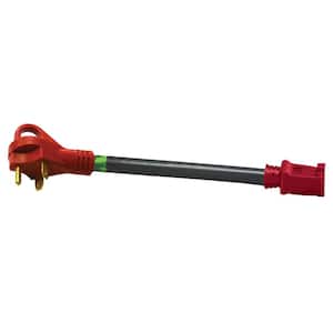 Mighty Cord 12" Adapter Cord w/Handle - 30AM - 15AF, Red (Carded)