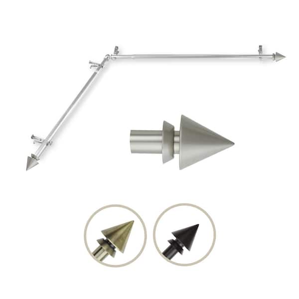 Unbranded 66 in. to 120 in. 13/16 in. Adjustable Corner Window Curtain Rod in Satin Nickel with Bruno Finials
